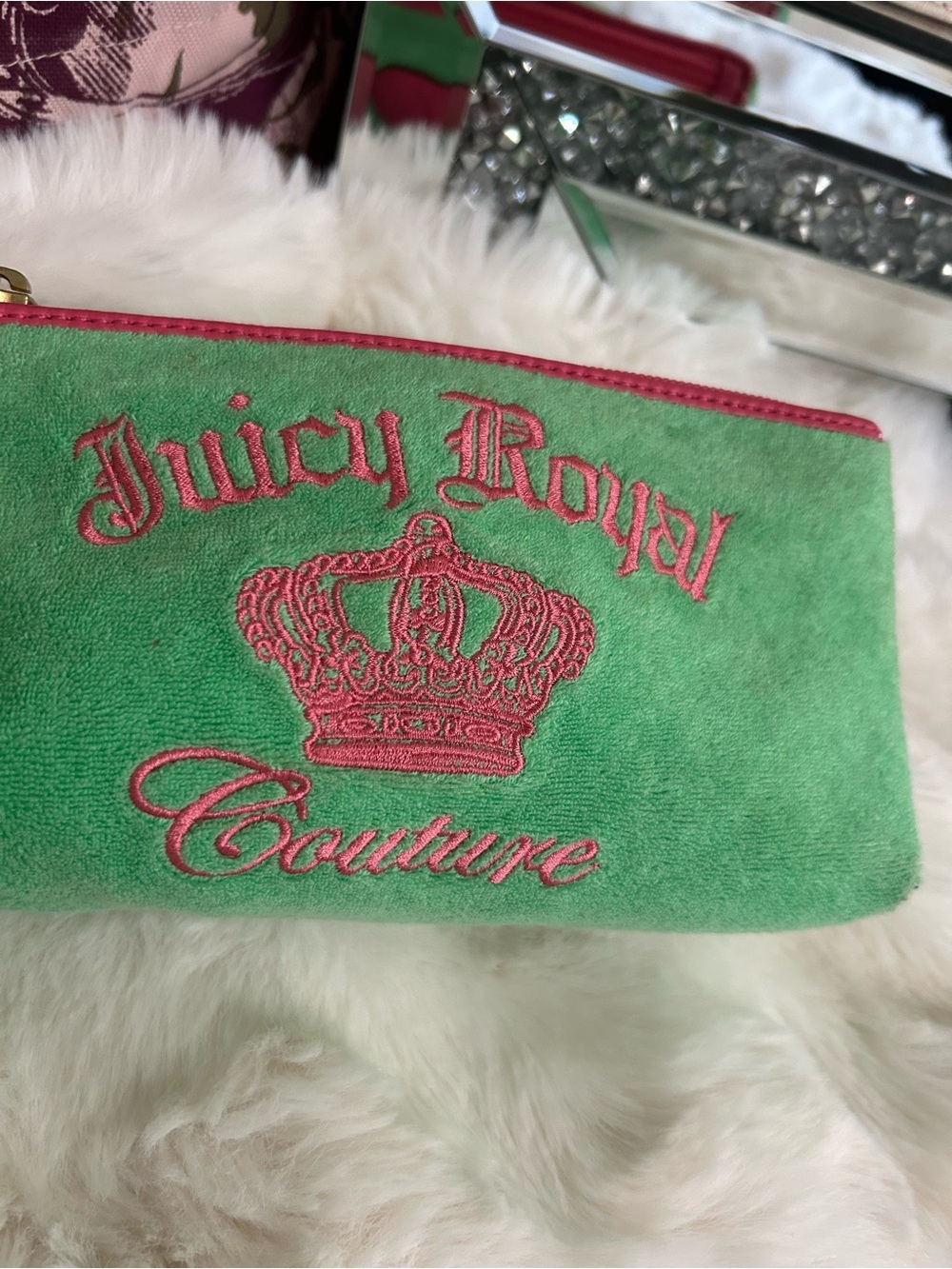 Rare Y2K Vintage 2006 Juicy Royal Couture Watermelon Green Pink Cosmetic Bag - Picture 7 of 15